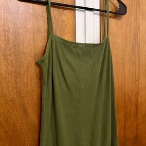 CK Soft Knit Slip Midi Dress Oliver Green Size Xs